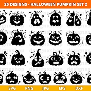 Halloween Pumpkin SVG, Pumpkin Face, Carving, Jack O Lantern Faces, Halloween Pumpkin Clipart, Cricut, Silhouette, Cut Files
