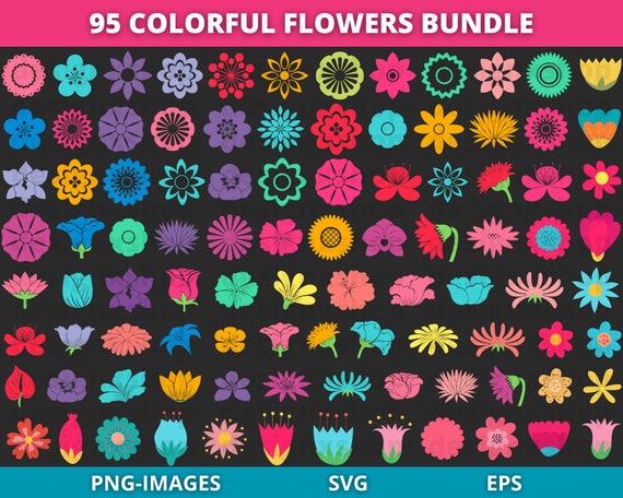 Flowers svg Bundle, Flat flowers clipart, Gardening flower svg, Spring Flowers, stencil cut file for silhouette cricut vinyl png svg dxf