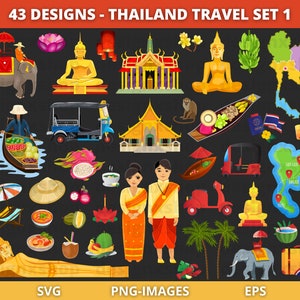 Thailand clipart, Buddha clipart, Culture clipart, Country clipart, Travel clipart, Southeast Asia, Thai design, Download SVG and PNG
