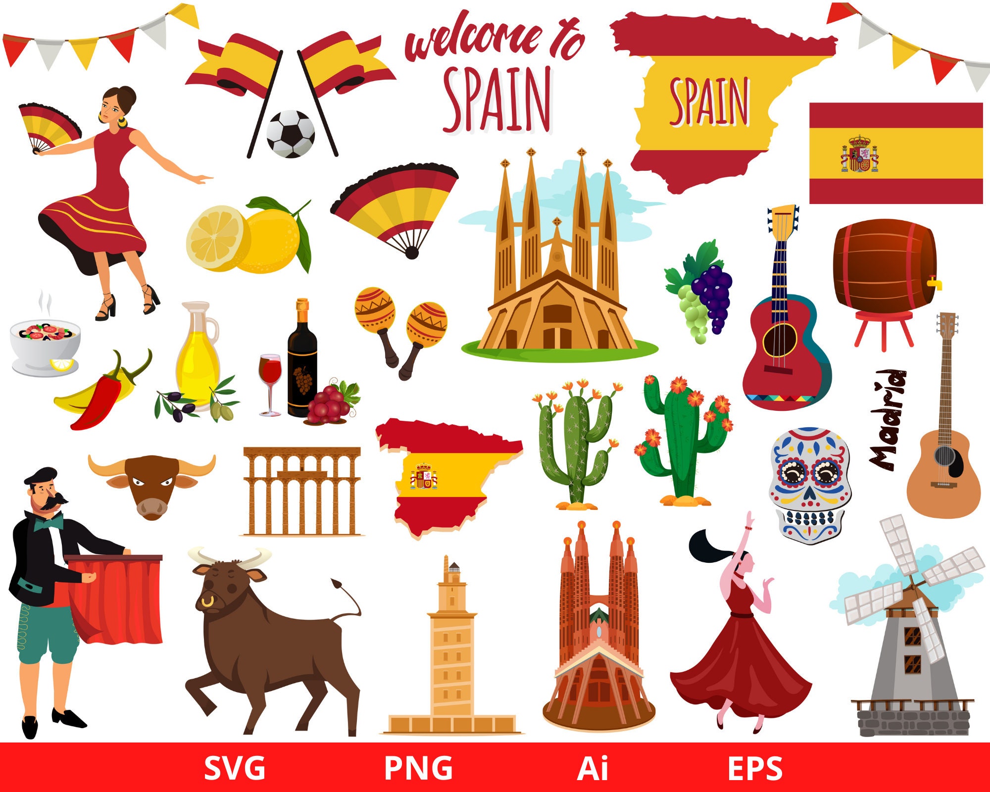 SPAIN Clipart, Spanish Clipart, Travel Clipart, Europe Clipart, Toreador  Clipart, Espanola, Welcome to Spain, Instant Download SVG and PNG - Etsy  Norway