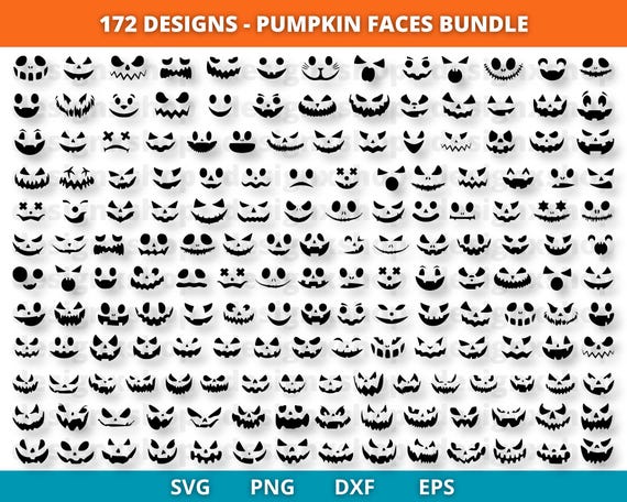 Pumpkin Face SVG Bundle, Jack O Lantern Faces, Pumpkin Face Clipart, Pumpkin Face SVG Cut Files for Cricut, Halloween Pumpkin Face Svg