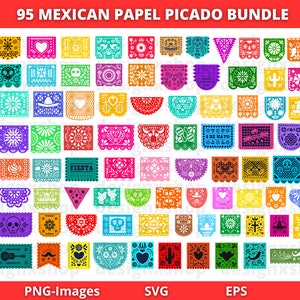 Papel Picado Svg / Papel Picado Png / Clipart messicano / Cinco de mayo clipart / Fiesta Clipart / Papel Picado Banner / PNG SVG