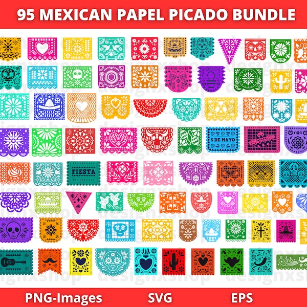 Mexikanisches Papel Picado SVG | Feliz Navidad Png | Mexikanische Clipart | Cinco de Mayo Clipart | Fiesta Clipart | Papel Picado Banner | PNG Datei