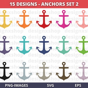 Clipart di ancoraggio / Clipart nautico / Anchor Svg / Monogramma di ancoraggio / Silhouette di ancoraggio / Pacchetto SVG di ancoraggio / SVG marino / Scarica SVG e PNG
