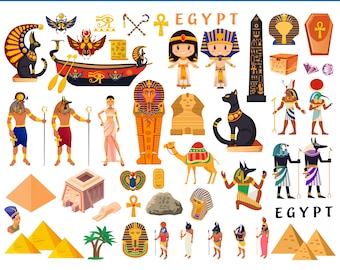 Pack SVG Voyage Égypte | Collection d'images clipart égyptiennes | 45 motifs Égypte antique | Formats SVG, PNG et EPS | Téléchargement numérique Cricut