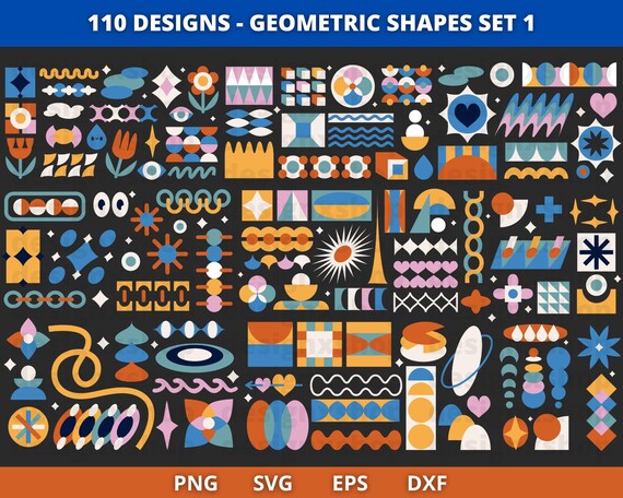 Geometric Shapes SVG, Geometric Boho Shapes, Abstract Shapes Svg, Mosaic geometry style shapes, Bauhaus Design, Geometric Pattern