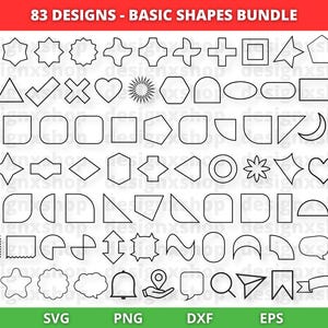 Basisvormen SVG-bundel, geometrische vormen svg, naam frame tags svg, vormcontouren, vormen gesneden bestand, vormen voor cricut silhouet svg-bestand