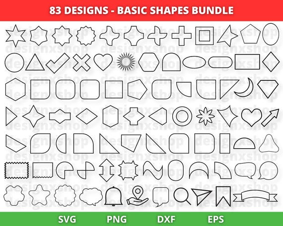 Basic shapes SVG bundle, geometric shapes svg, name frame tags svg, shape outlines, shapes cut file, shapes for cricut silhouette svg file