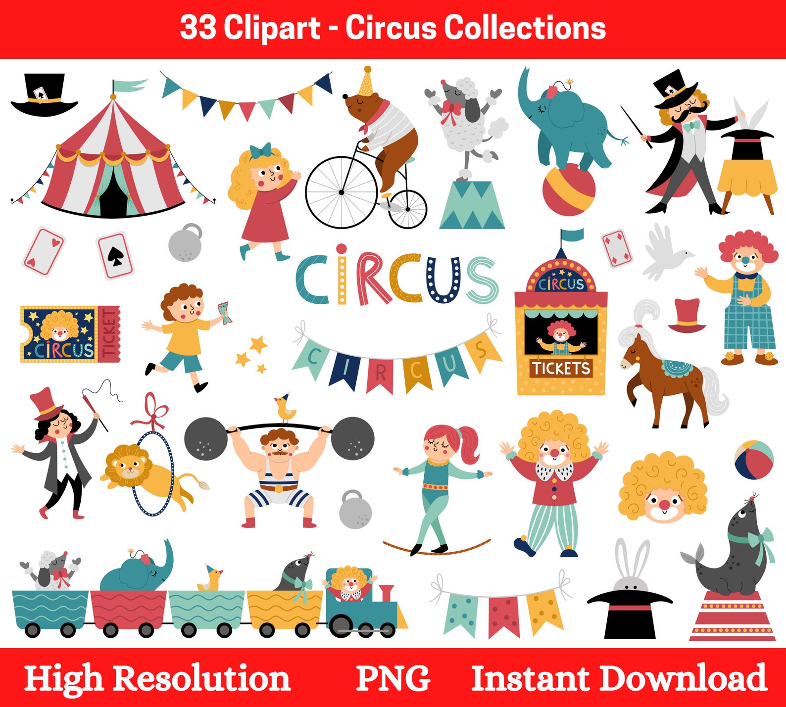 Circus SVG Mega Bundle 190+ Designs | Carnival Clipart Bundle | Circus ...