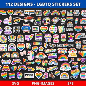 LGBTQ SVG-bundel, LGBT-svg, lgbt-stickers, Pride-svg, Gay Pride-svg, lgbt-citaten svg, regenboogsvg, Gay svg, digitale bestanden svg en png