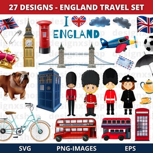 Clipart Inghilterra, Clipart Londra, Clipart Britannica, grafica Regno Unito, Clipart di viaggio, Gran Bretagna, grafica Londra, Download immediato SVG e PNG