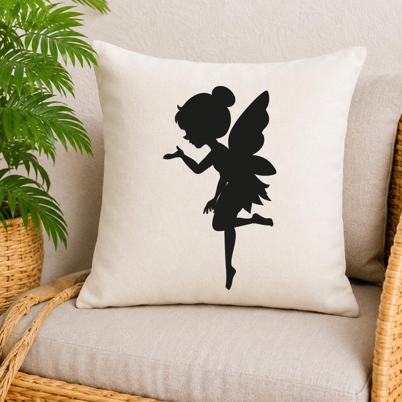 Sylwetka wróżki w formacie SVG | Uroczy plik SVG z wróżką do Cricut | Wróżka w formacie PNG, Dxf, Eps, Pdf, Jpg | Clipart z dziewczyną z fantazji | Użytek komercyjny zdjęcie 5