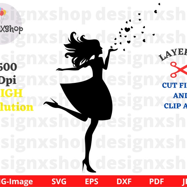 Mode Frau svg, Weibliche Silhouette, Frauensilhouette, Mädchensilhouette, Frau Clipart, Mode svg, Prinzessin svg, PNG | SVG | EPS | Dxf