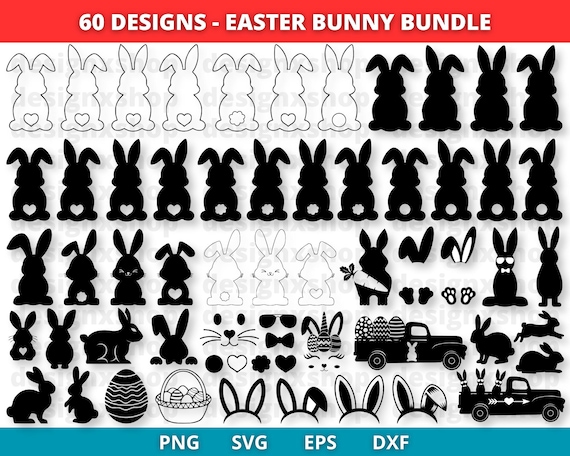 Easter Bunny Shape SVG, Rabbit Svg, Easter Bunny Svg, Outline Bunny Svg, Bunny Silhouette, Easter Bunny, Digital Download for Cricut cut fil