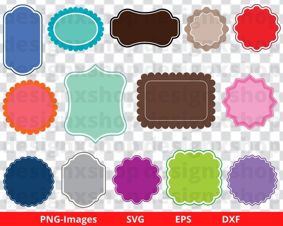 Frames Clipart, Colorful frames, labels, tags, Rainbow Borders, Banners & Frames Clipart, Label Svg, Vintage Frames Svg, Digital Download