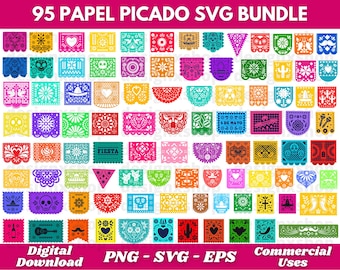 Papel Picado Svg Bundle | Papel Picado Png | Mexican clipart | Cinco de mayo clipart | Fiesta Clipart | Papel Picado Banner | PNG SVG