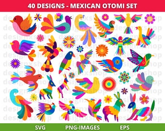 Mexican Otomi Clipart, Otomi clipart, Mexico clipart, Colorful Mexican Flowers, Floral clipart, Cinco de Mayo, Fiesta clipart, Digital Files