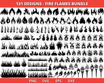 Fire Flame SVG Clipart Bundle: 131 Designs (Digital Download)