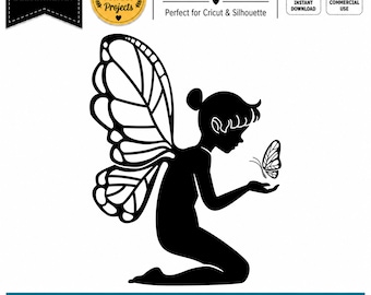 Feeënvlinder SVG | Feeënsilhouet SVG snijbestand voor Cricut Silhouette | Fantasy PNG Dxf Eps Pdf Jpg | Commercieel gebruik