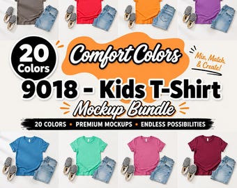 Comfort Colors 9018 Youth T-Shirt Mockup Bundle: Neutral Styled Kids Shirt (Digital Download)