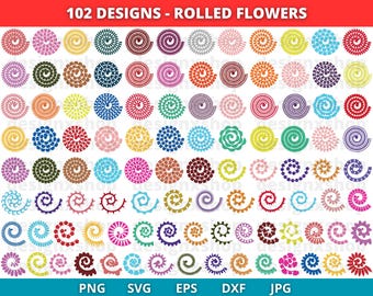 Rolled Flower SVG Bundle: 3D Paper Flower Templates (400+ Files)