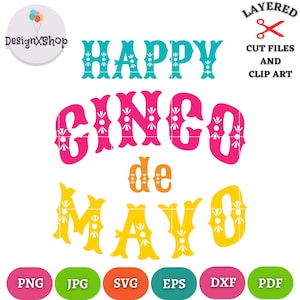 Joyeux Cinco de Mayo SVG, Cinco de Mayo PNG, Fiesta svg, chemise Cinco de Mayo, fichier Silhouette, fichier Cricut, fichiers Svg pour Cricut, fichiers de coupe.