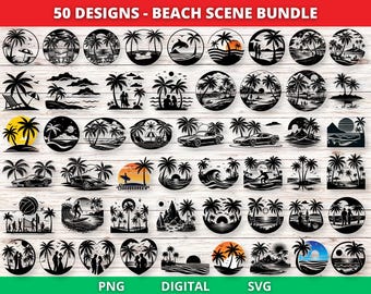 Beach Scene SVG Bundle: Summer Clipart (Digital Download)