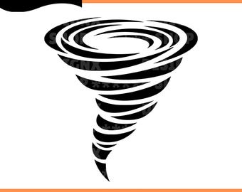 Tornado, Twister Silhouette, Storm Vortex Cricut File, Weather, Laser Cut Design, Instant Digital Download - svg, png, dxf, and eps