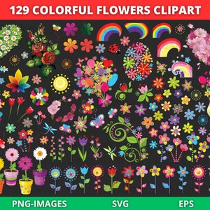 Pacchetto floreale, pacchetto di fiori colorati, clipart di fiori, clipart floreale, sublimazione, decorazioni per feste, download immediato di file SVG e PNG