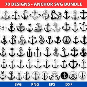 Anker SVG Bundle: 70 nautische Designs (Digital Download)