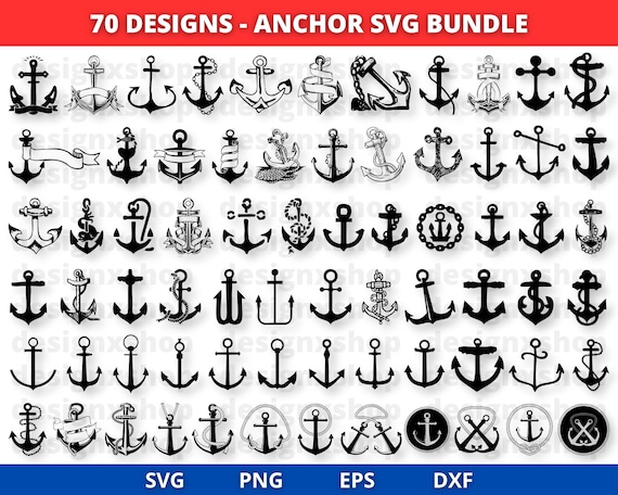 Anchor SVG | Nautical Svg | Anchor Clipart | Split Anchor Svg | Anchor Svg Bundle | Cut File for Cricut | Anchor Rope | Anchor Silhouette