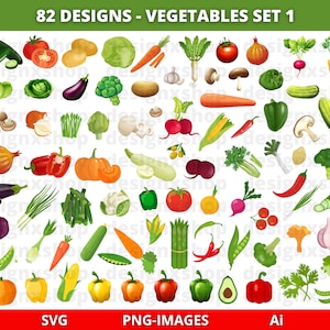 Clipart di verdure, Clipart di verdure, Clipart di verdure, Clipart di cibo, Download istantaneo SVG e PNG