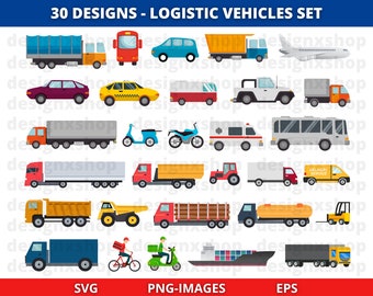 Logistic vehicles clipart, Delivery Clipart, Transportation Clipart, Vehicles Clipart, Trucks clipart, Cargo Vehicles, Instant Download File