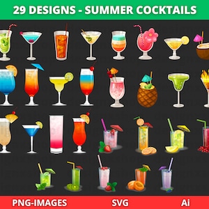 Clipart cocktail, Clipart estate, Clipart cocktail estivi, Bevande tropicali, Frullati, Mojito, Cocktail da club, Scarica SVG e PNG