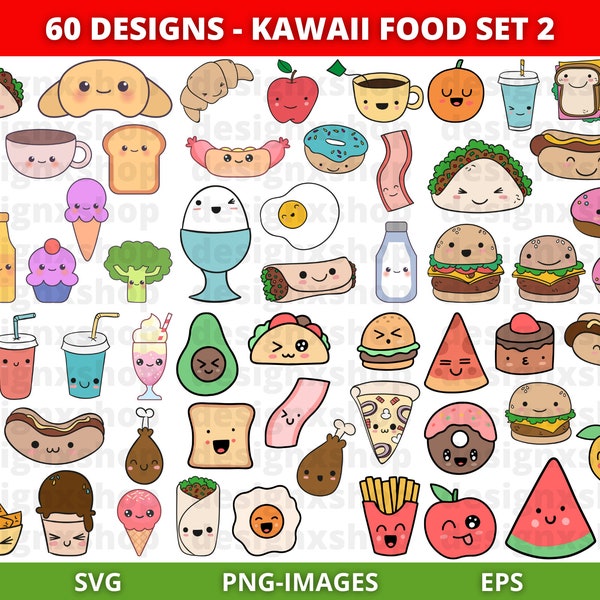 Kawaii Food Clipart - Etsy