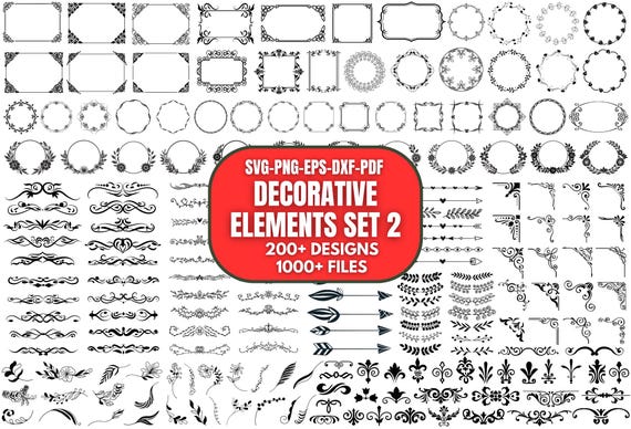 Decorative Elements SVG Bundle, Dividers Borders Svg, Text Divider Svg, Arrow Svg, Border Svg, Ornaments svg, Flourishes SVG, Cricut File
