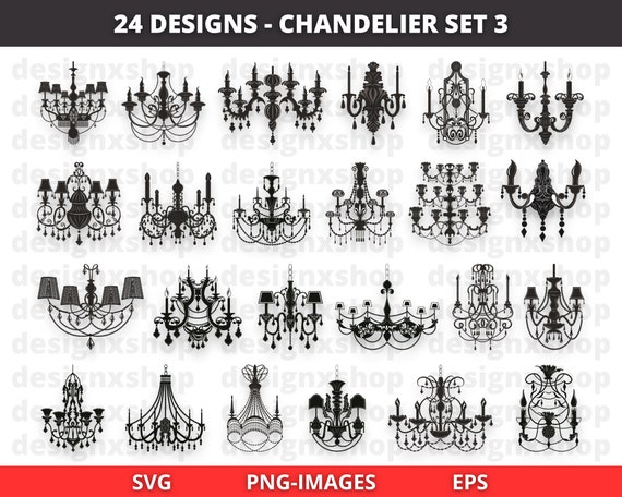 Chandelier Clipart Silhouettes, Wedding Invitation Clipart, Chandelier Clipart, Chandelier SVG, Decorative svg, Cricut, Decal, Stencil