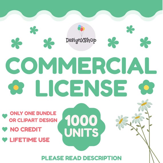 Commercial License For One Clipart or Bundle, Commercial License for one Design and lifetime use, DesignXShop Commercial License