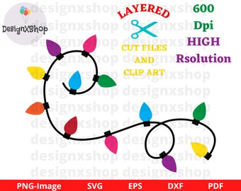Christmas Lights SVG: Colorful Lights Clipart (Digital Download)