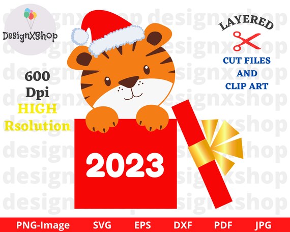 Christmas Tiger SVG, Tiger svg, Cute Tiger svg, Animals svg, Cute tiger for merry Christmas, Tiger cut file for Cricut, Digital Download