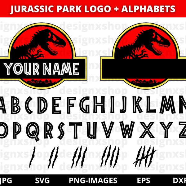 Jurassic Park SVG File, Jurassic World Park, Dinosaur, Jurassic Park Clipart, Jurassic Font Svg, Jurassic Park Cut File, Digital Download