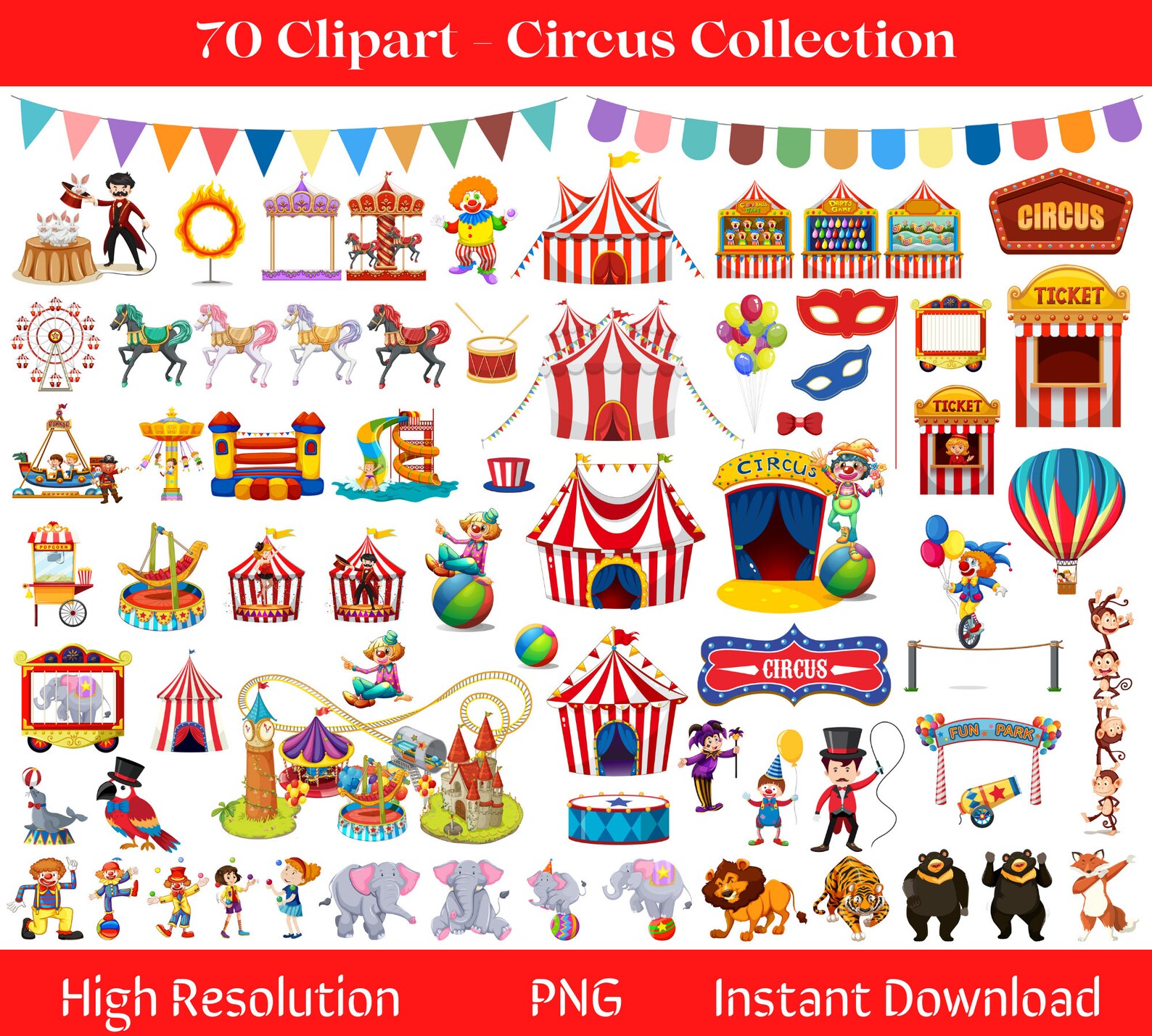 Circus SVG Mega Bundle 190+ Designs | Carnival Clipart Bundle | Circus ...