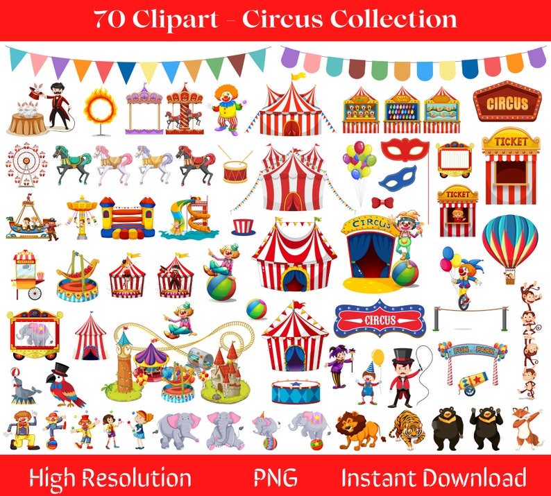 Circus SVG Mega Bundle 190+ Designs | Carnival Clipart Bundle | Circus ...