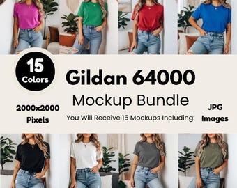 Gildan 64000 T-Shirt Mockup Bundle: Neutral Colors (Digital Download)