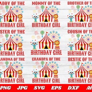 Circus Birthday Girl PNG Bundle, DIY Carnival Birthday Shirt, Matching shirts, Family Circus Birthday Tees, Birthday Party PNG, Circus theme