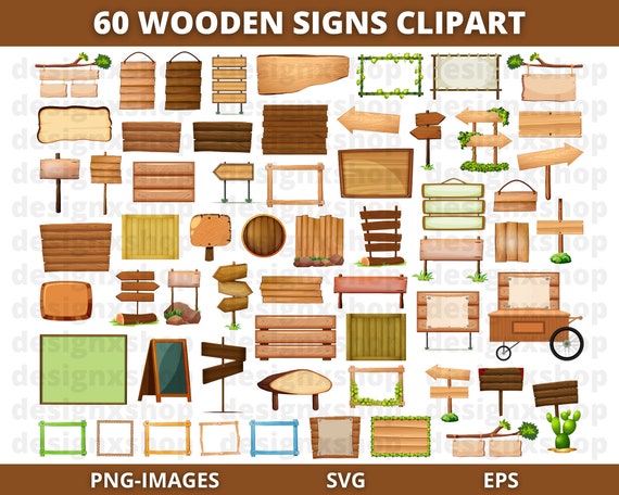 Wooden Signs Clipart, Vintage sign, Wood Background, Antique wooden sign, Summer Spring Signs, Wood Signs with Grass, Instant Download PNG