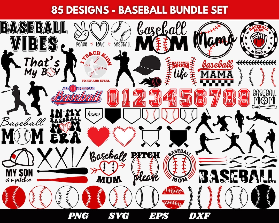 Baseball SVG Bundle: Quotes, Stitches, Font (85 Designs) (digital ...