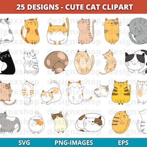 Chat SVG, clipart chat mignon, clipart chat Kitty, chats espiègles PNG, clipart pour animaux de compagnie, animaux de compagnie svg, clipart vectoriel, téléchargement immédiat