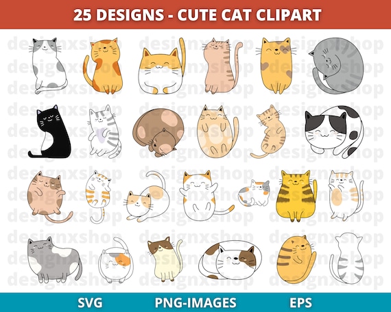 Cat SVG, Cute cat clipart, Kitty cat clipart, Playful cats PNG, Pet clipart, Animal pets svg, Vector clipart, Instant Download
