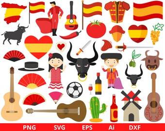Viva España Clipart, Spain Clipart, Spanish Clipart, Travel Clipart, Europe  Clipart, Espanola, Welcome to Spain, Download SVG and PNG - Etsy